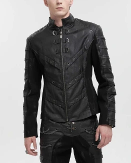 Men Gothic Punk Devil Trench Casual Jacket